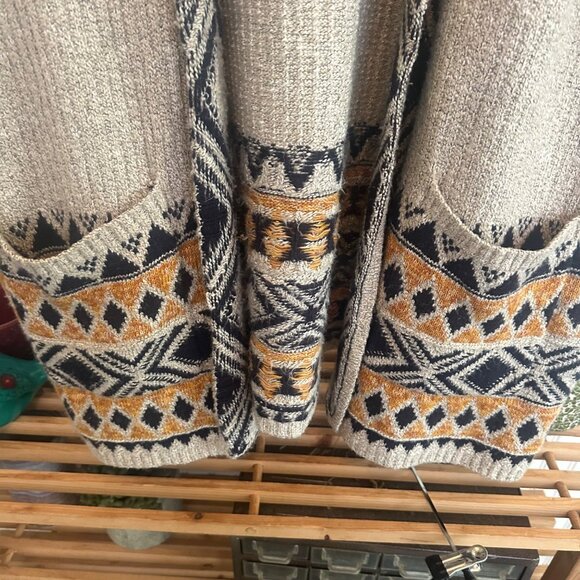 Lucky Brand 2X Open Front Hooded Cardigan Sweater With Pockets - Picture 6 of 7